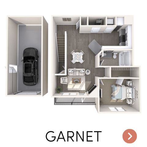 Floor plan for 1 bed, 1 bath, 890 sqft